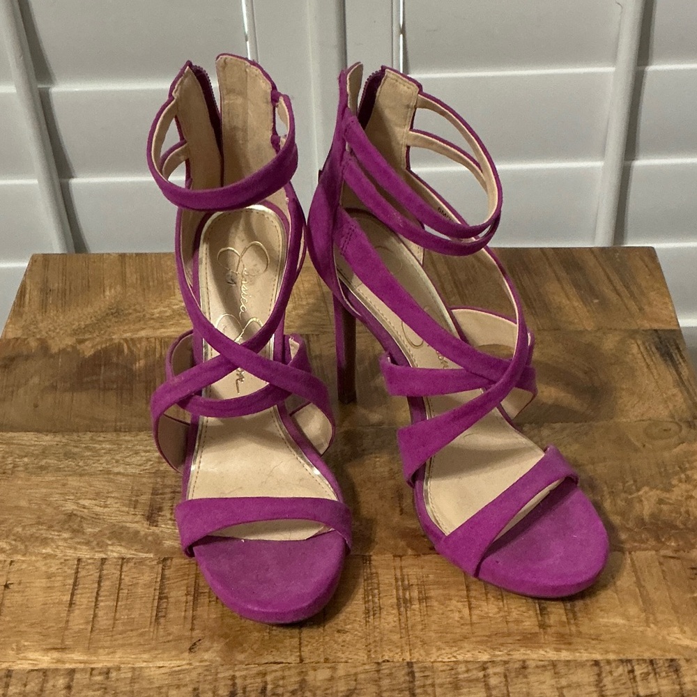 Jessica Simpson Fuchsia Strappy High Heel Sandals